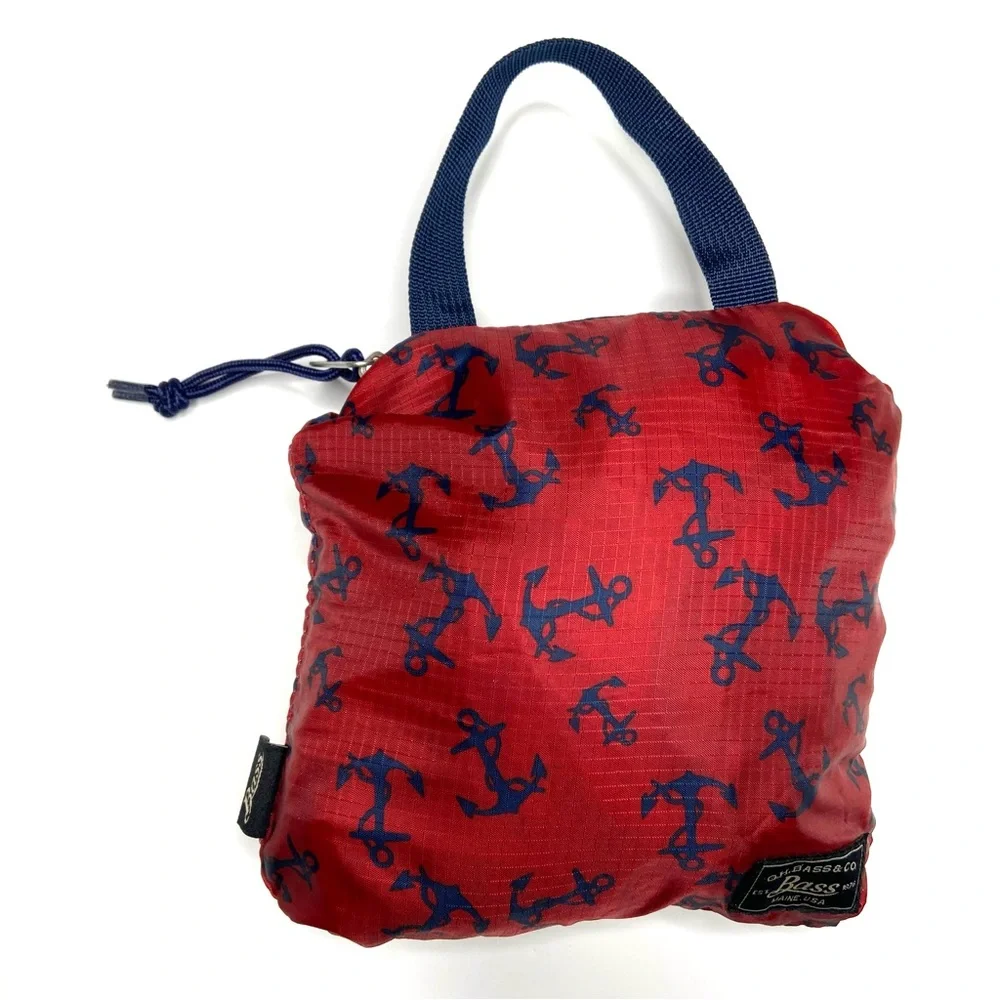 G.H. Bass & Co. Red and Blue Anchor Packable Duffel Bag